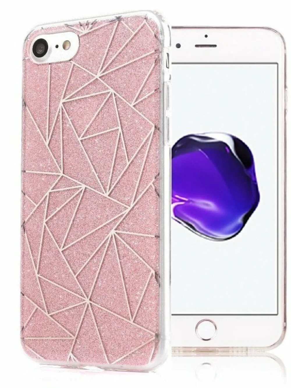 Lot of 5 iPhone 7/8 Plus Cases Hybrid Clear Back Flexible FREE Screen Protectors